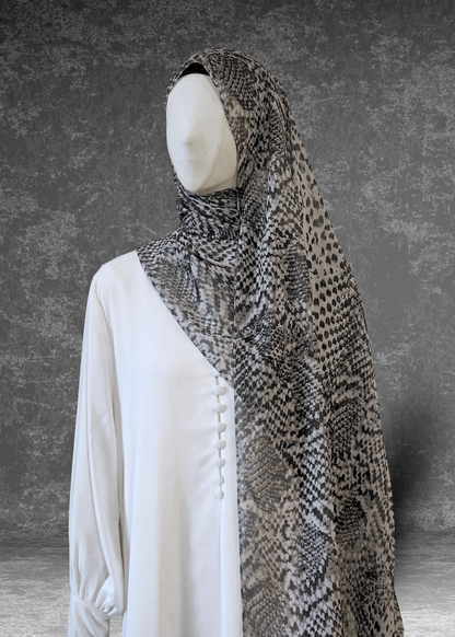 Serpent Printed Chiffon Hijab – Lightweight & Elegant