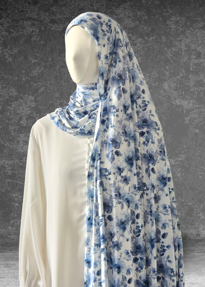 Azure Botanica Premium Soft Printed Jersey Hijab