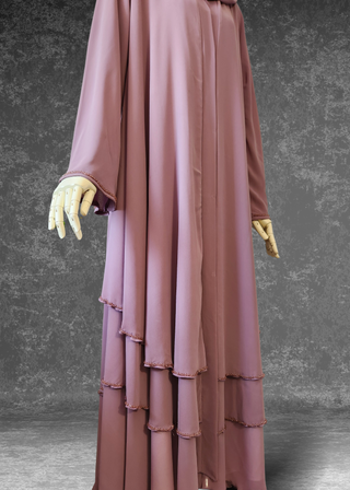 Mauve Mirage Abaya – Triple Layered Elegance